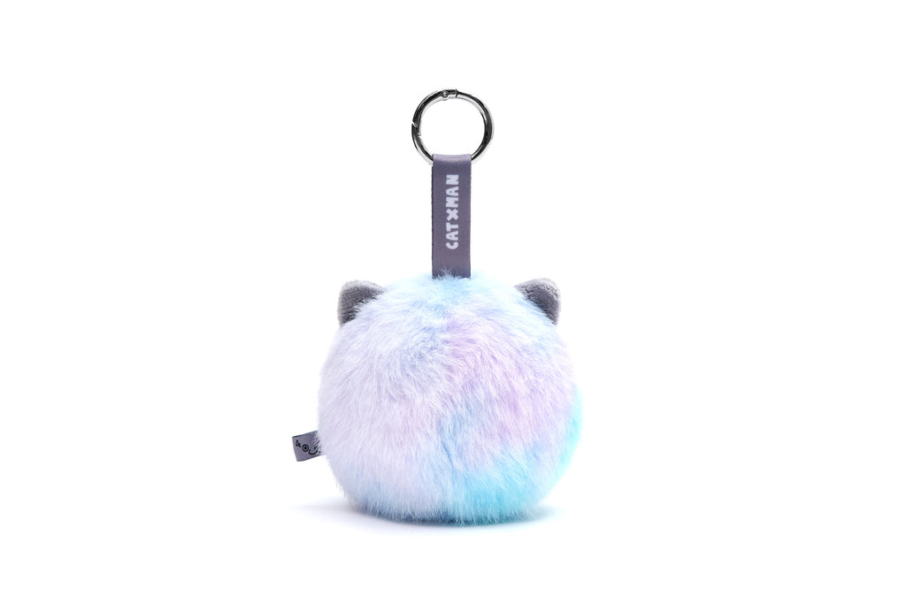 CATXMAN FURRY BALL SHAPE PLUSH KEYCHAIN (BLUE MULTI)