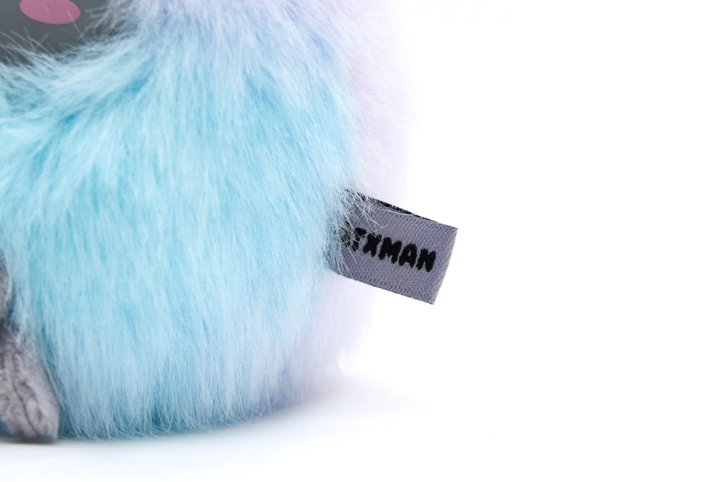 CATXMAN FURRY BALL SHAPE PLUSH KEYCHAIN (BLUE MULTI)