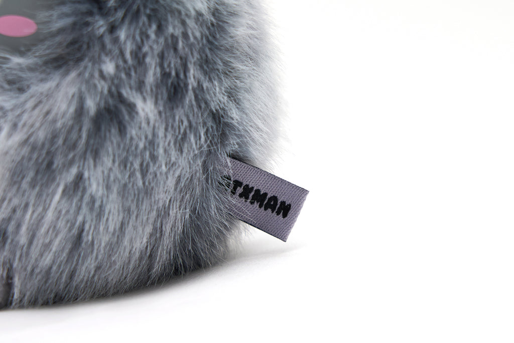 CATXMAN FURRY BALL SHAPE PLUSH KEYCHAIN (GREY)