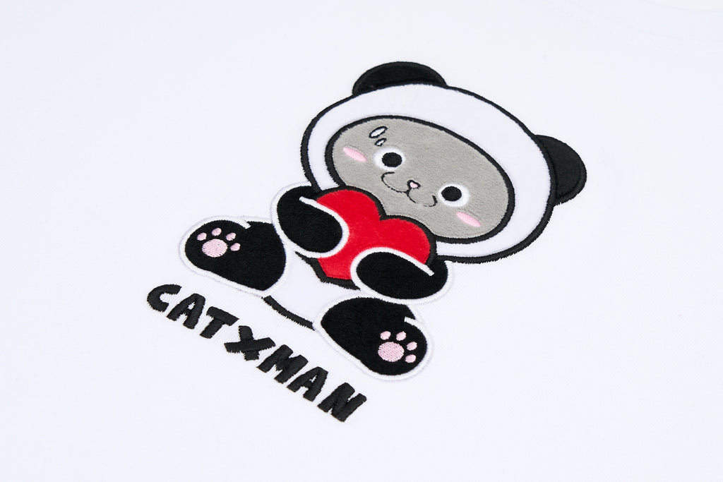 CATXMAN PANDA COSTUME WHITE CREW NECK TEE